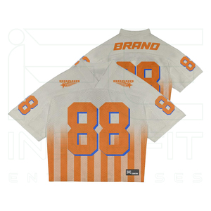 เสื้อฟุตบอลวินเทจลายทางสีส้ม คอวี แขนสั้น ระบายอากาศได้ดี เสื้อกีฬาตาข่ายผู้ชาย เสื้อยืดเรโทรฟุตบอล - Product Image 3
