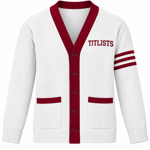 Crea tus propios suéteres de cuello en V de alta calidad con logotipos de hermandades/fraternidades/escuelas/colegios/universidades, cárdigans tejidos - Product Image 2