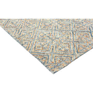 Tapis en laine tufté à la main, motif clé grecque vieilli, motif mosaïque géométrique, multicolore, écologique, antidérapant - Product Image 3