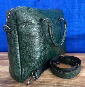 RABADA LMBG Genuine Leather <b>Messenger</b> <b>Bag</b> Large Size Buckle Closure Durable Alligator Pattern Fashion <b>Men's</b> Business Use Chains - Product Image 2
