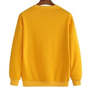 Sweat-shirt unisexe jaune à col rond, tricoté, coupe ample, couleur unie, en molleton de coton, style décontracté, pour l'automne - Product Image 2
