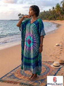 Women Printed <b>Kaftan</b> Dress Loose Fit Beach Cover Soft Fabric <b>Summer</b> Wear Stylish Design Custom Bulk Manufacturing Export Supply - Product Image 4