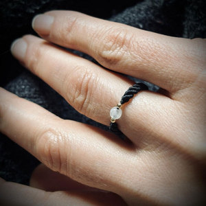 Glow Bead Macrame <b>Bracelet</b> Sterling Silver Cord <b>Adjustable</b> Luminous Gold Plated Boho Handmade Jewelry Gift Set - Product Image 2