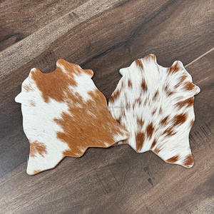 Innovative Durable Cowhide Coaster Set Unique Rustic Western <b>Hair</b> on Hide Genuine Leather Tea Coaster for Drinks Home Decor Gift - Product Image 4