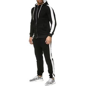 Conjunto de chándal con cremallera para hombre 2026: Sudadera con capucha y pantalón de chándal oversize para entrenamiento, diseño liso - Product Image 1