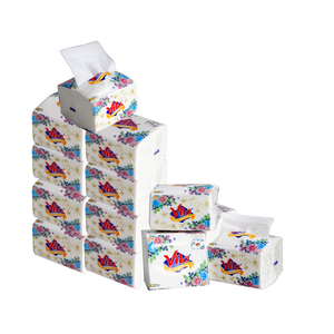 Mouchoirs en papier individuels emballés sous film plastique, 2/3 plis, gaufrés, 300 feuilles, couleur blanche, 100 mm x 195 mm, Vietnam - Product Image 1