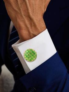 Mancuernillas de Lujo con Baño de Oro y Esmalte Verde con Patrón de Escamas para Hombre, Accesorios para Camisa Formal, Regalo de Boda o Negocios - Product Image 1