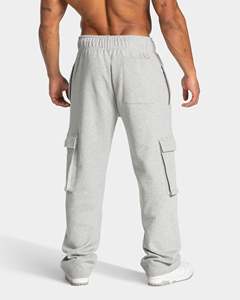 Fitness Wear cotton fleece Wide Leg Cargo <b>Joggers</b> with Elastic Waistband, Zipped Pockets & Drawstring Gym, Workout - Product Image 2
