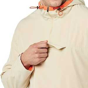 Blouson bomber beige à capuche pour homme, manches longues, fermeture éclair quart de tour, poche avant, séchage rapide, toile unie, couleur unie, automne, décontracté - Product Image 3