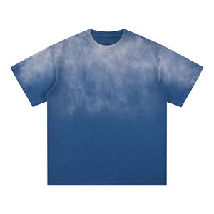 T-shirt oversize délavé pour homme en coton à col rond, style rétro streetwear, mode décontractée, pour acheteurs en gros aux États-Unis - Product Image 2