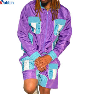 Conjunto Corto de Verano para Hombre, Cómodo y Personalizado, Estilo Vintage, Malla de Satén, Cierre de Cremallera, Bordado, Cortavientos Deportivo de Nailon Impermeable - Product Image 2