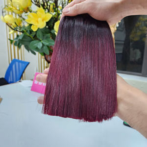 ผมต่อแบบกระดูกตรงสีเบอร์กันดีผมมนุษย์จากเวียดนาม - Product Image 1