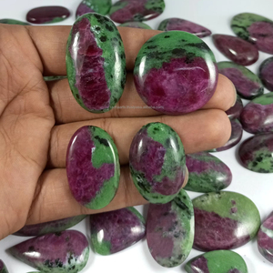 Natural Ruby Zoisite Loose Gemstone Red Green Cabochon Mix 20-35mm Oval to Fancy Shapes for Jewelry Making by Radha Arts - Product Image 3
