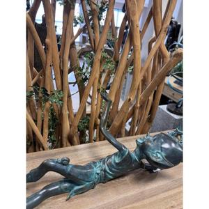 Fournitures de jardin : Sculpture décorative grenouille couchée en fonte, finition bronze, technique de moulage à la main, ornement grenouille vintage décoratif - Product Image 5
