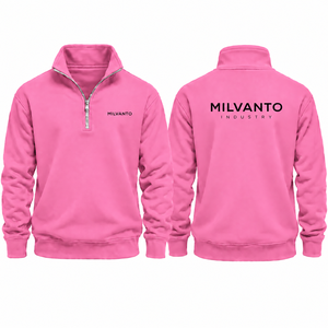 Pink Custom Unisex 100% Cotton <b>Quarter</b> <b>Zip</b> <b>Sweatshirt</b> Premium Cotton Fleece Pullover Men <b>Women</b> Winter Streetwear <b>Sweatshirt</b> - Product Image 1