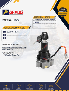 Interruptor de encendido con bloqueo Suzuki, calidad de exportación, para repuestos de motocicletas en India, Orado. - Product Image 2