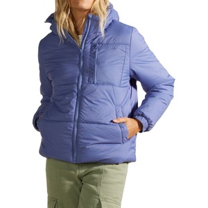 Winter Women's Crew Neck Crop PU Bubble Puffer Jacket Breathable Canvas Printed Raw - Product Image 3