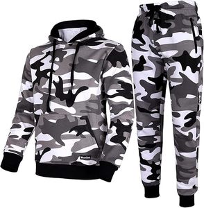 Ensemble de survêtement à capuche camouflage pour homme, coupe classique, imprimé par sublimation, polyester écologique, tenue décontractée d'automne, service OEM - Product Image 1