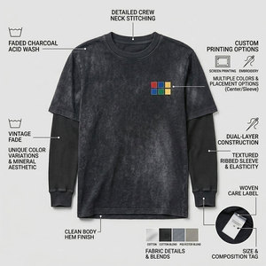 เสื้อยืดแขนยาวคอกลมผ้าทอสำหรับผู้ชายที่มีความมั่งคั่ง สีดำ ผลิตจากใยไผ่และฝ้ายที่เป็นมิตรกับสิ่งแวดล้อม สวมใส่สบาย ระบายอากาศได้ดี ทรงโอเวอร์ไซส์ สีพื้น - Product Image 6