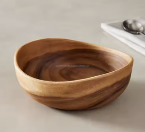 Acacia <b>Wood</b> Serving Bowl Hot Selling New Party Modern Restaurants Serving Plates Wooden Bowl Set Wooden Bowl - Product Image 5