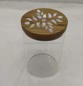 Boîte à bonbons décorative en acrylique avec couvercle en bois incrusté de nacre, décoration de maison arabe de luxe et idée cadeau pour l'Aïd - Product Image 6