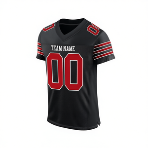 Maillot de football américain vintage personnalisé en polyester respirant avec logo brodé, col en V court, pour la vente en gros - Product Image 2