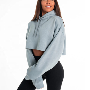 Sudadera con Capucha Corta Personalizada para Mujer con Logotipo Impreso en la Parte Delantera, Informal, Impermeable, Transpirable, Holgada - Product Image 1