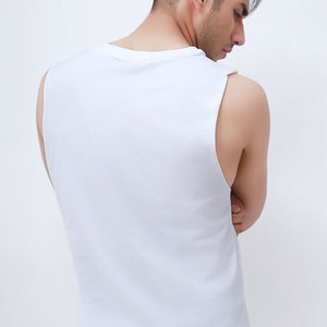 เสื้อกล้ามผู้ชายผ้าคอตตอนไร้แขนเสื้อผ้าลำลองซัพพลายเออร์เสื้อกล้ามผู้ชายเสื้อผ้าสวมใส่สบายทรงพอดีตัวสีพื้นแขนกุด - Product Image 4