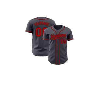 Custom Printed Baseball Uniform Unisex Gray <b>Red</b> Black Team Name Number 00 Short Sleeve Moisture Wicking Polyester High Quality - Product Image 3