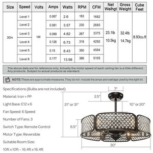 Ventilatore da soffitto a LED da 42 pollici a basso profilo con pale retrattili e kit luce in cristallo - Product Image 4