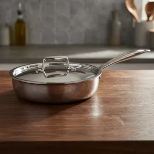 Stainless Steel Non Stick Triply Frypan 24 Cm 304 Grade Pan for Searing Sauteing <b>Grilling</b> and Daily <b>Cooking</b> - Product Image 3