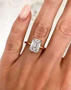 Bague de fiançailles solitaire en or massif 14k 18k avec diamant de laboratoire taille émeraude certifié IGI, CVD HPHT, vente en gros d'usine OEM - Product Image 2