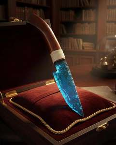 Couteau-lance en cristal de verre bleu - Lame en forme de cœur Reiki noire naturelle faite à la main, pointe de flèche, poignard cérémoniel - Prix de gros - Product Image 4