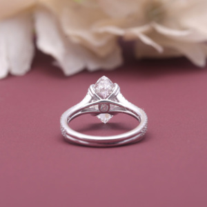 IGI Certified Lab Grown Marquise Cut Diamond Split Shank Engagement Ring <b>Solid</b> 925 Sterling <b>Silver</b> Pavé Diamond Ring - Product Image 6