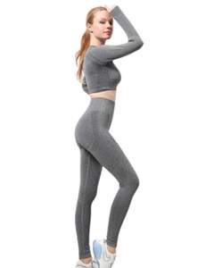 Custom TZ25021 Solid Mesh Sport Wear Suit Nude High Waist Hip Yoga Pants Breathable Spandex/Nylon X-Back Design Underwear Bra - Product Image 1