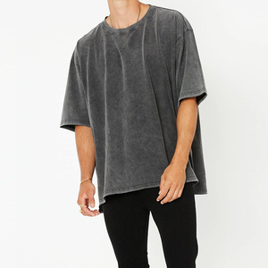220 Grams Mens Black Polyester Knitted Silk Screen Printed Front Logo Basic T-Shirt Oversized Neck Short Sleeve Loose Fit Casual - Product Image 4