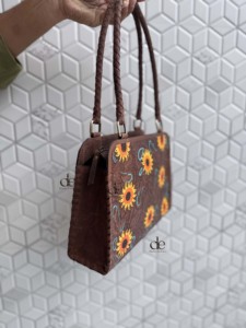 New Arrival Real Hand Tooled Carving Leather Tote Bag Gypsy Boho Vintage Sunflower Design Handmade Shoulder Stylish Bags - Product Image 2