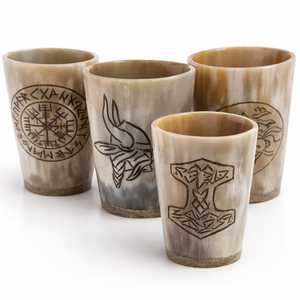 Verres à shot en corne viking polie faits à la main, écologiques, gravés sur mesure, tasses en corne naturelle, tasses à boire en corne viking nordique - Product Image 2