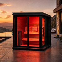 Sauna extérieur en cèdre rouge avec WiFi intelligent en option, luminothérapie rouge, sauna à vapeur en forme de cube, porte en verre, 2-3 personnes, noir, spa personnalisé