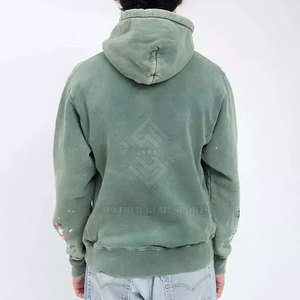 Nouveaux sweats à capuche pour hommes tendance, grande taille, hiver, coupe ample, couleur unie, en molleton délavé, mélange de coton - Product Image 3