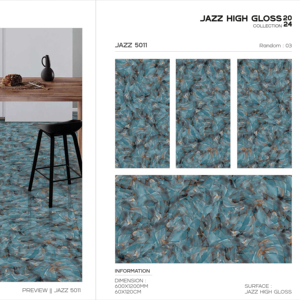 Carreaux de porcelaine effet designer, finition ultra brillante Jazz, 60x120cm, 600x1200mm, format 24x48, pour murs et sols intérieurs élégants. - Product Image 1