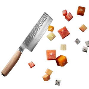 Cuchillo Nakiri de 5.5 Pulgadas, Hoja de Acero Inoxidable Damasco, Mango de Madera Blanca, Cuchillo Japonés para Cortar y Rebanar Vegetales, Cuchillo de Cocina para Chef - Product Image 1