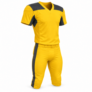 Ensemble d'uniformes de football américain jaunes et anthracite à 12 panneaux sans rembourrage et avec épaulettes carrées - Product Image 3