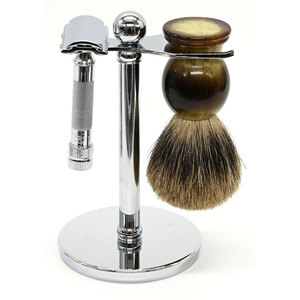 Kit de Rasage 3-en-1 en Gros : Rasoir de Sécurité, Brosse à Raser et Support pour Hommes – Rasage Humide, Soin de la Barbe, Usage Domestique ou Professionnel - Product Image 1