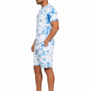 Ensemble t-shirt et short tie-dye pour homme, tenue décontractée deux pièces pour l'été, vêtements de sport confortables, tissu respirant et confortable - Product Image 3