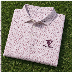 Trackstar Men's <b>Pink</b> Geometric Print <b>Polo</b> <b>Shirt</b> Short Sleeve Button Collar Casual Golf <b>Shirt</b> Custom Logo - Product Image 6