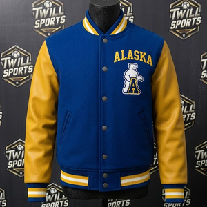 Veste universitaire personnalisée en laine et cuir, veste bomber de sport pour université et collège, manteau de lycéen, mode masculine Alaska - Product Image 1