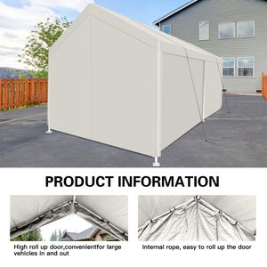 Carpa de Almacenamiento Portátil Resistente Blanca de 12x20 para Exteriores, Garaje, Toldo Versátil - Product Image 4