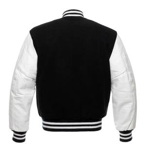 Chaqueta Varsity de Lana Personalizada para Hombre, Cuello Alto, Exterior de Poliéster/Algodón, Cierre de Botones, Resistente al Viento, Informal, Elegante, para Invierno - Product Image 6