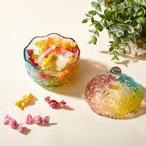 3 pièces, 3 tailles (10/9/6 oz), pots <span class=keywords><strong>à</strong></span> bonbons en verre coloré gaufré avec couvercles, coupelles en cristal <span class=keywords><strong>sur</strong></span> <span class=keywords><strong>pied</strong></span> pour <span class=keywords><strong>bijoux</strong></span>, biscuits, buffet - Product Image 2
